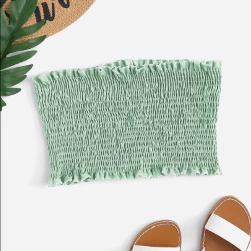 Pleated Tube Top in Mint Green Size SM